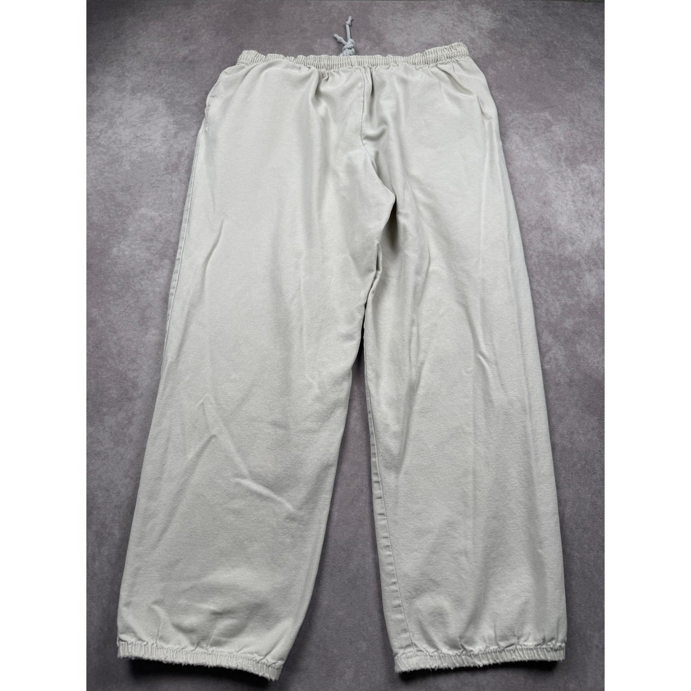 VTG 90s No Sweat Sweatwear Sugar Sack Cotton Pants Cream Mens One Size USA - Picture 3 of 16